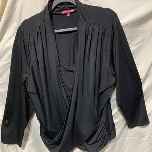 Jessica London Black Wrap Blouse - 2x